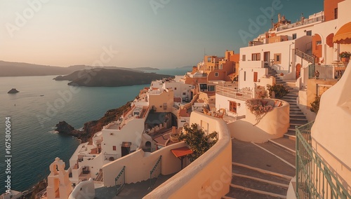 Santorini Sunset view over coastal village architecture, greece, travel, sunset, mediterranean, europe
