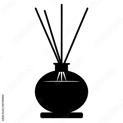 Aromatherapy diffuser with reeds in a black silhouette