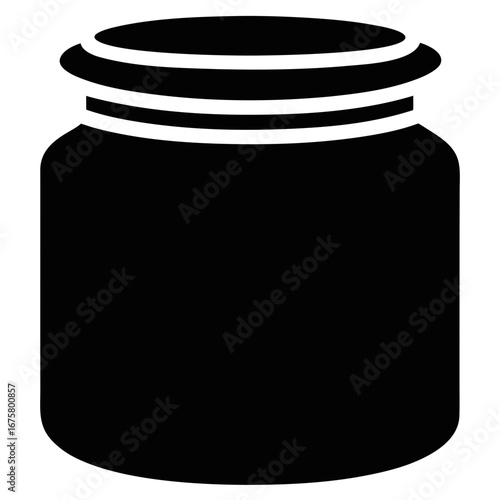Simple black silhouette of a round pot with a lid