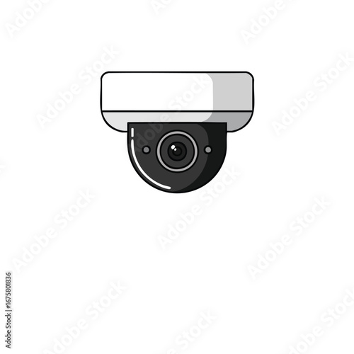 An isolated black security camera with a digital zoom lens for surveillance technology