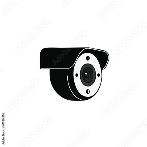 Vector illustration of camera cctv black electric car with a power plug