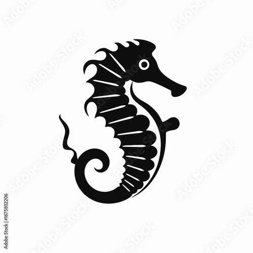 Elegant sea horse vector design, featuring striking simplicity in monochrome silhouette