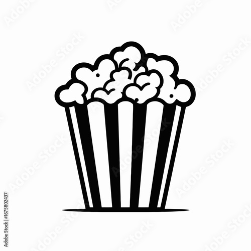 Simple popcorn box icon with stripes design illustration in silhouette