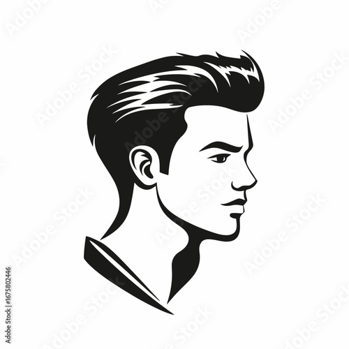 Elegant monochrome portrait of a man with stylish hair silhouette