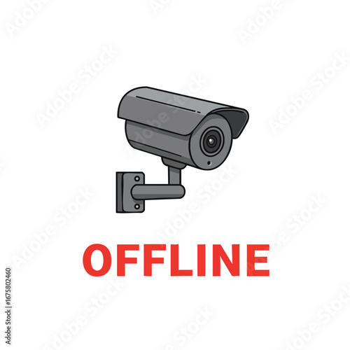 vector illustrator of an "offline" CCTV camera with a white background