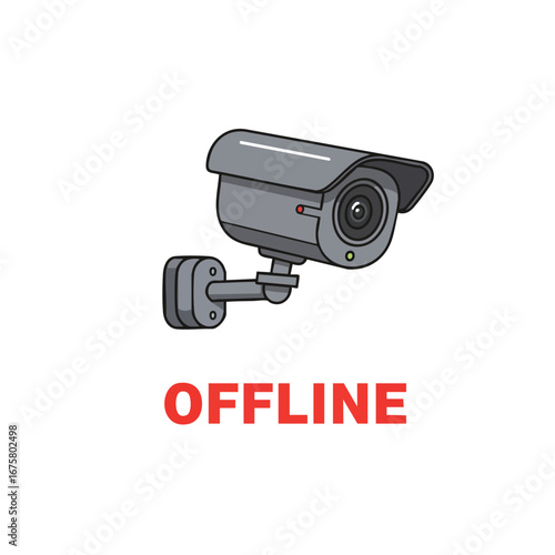vector illustrator of an "offline" CCTV camera with a white background