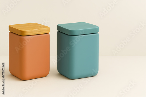 Two Ceramic Jars in Modern Colours