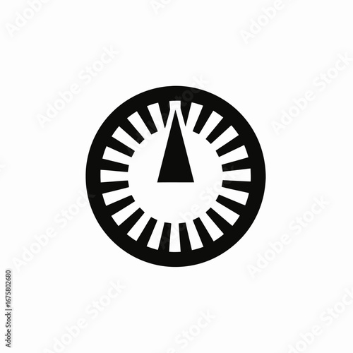 Clock or gauge dial displaying a measure symbol in dark silhouette