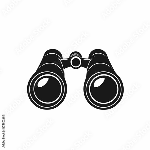 Classic binoculars isolated on white providing a sleek graphical vector silhouette