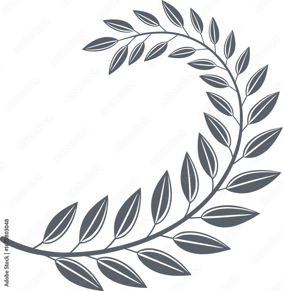 Obraz premium Vector art of curved laurel branch with leaves