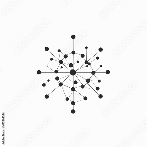 Complex network structure design with connecting dots and lines abstract silhouette