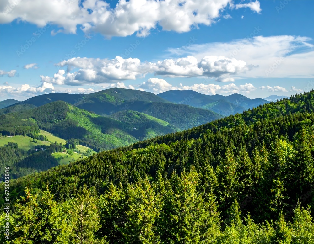 Obraz premium Lush mountain range panorama