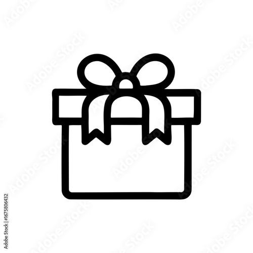 Wrapped Gift Icon, Festive Box with Ribbon for UI & Print Use