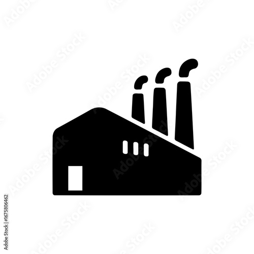 Manufacturing Plant Icon, Factory Symbol for Business Design