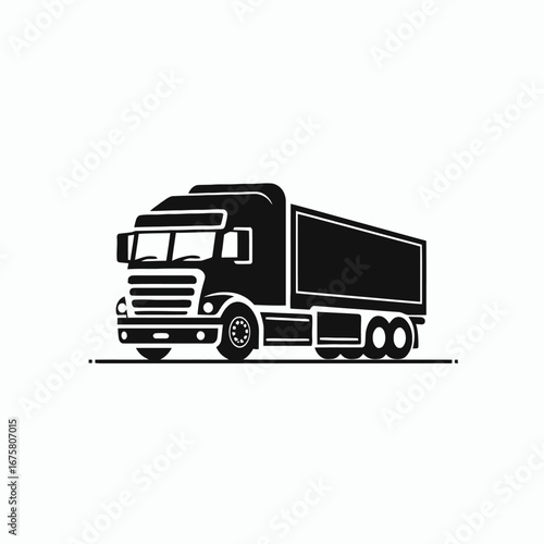 Commercial transport trailer depicted with strength in a black and white silhouette