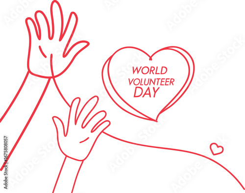 Wallpaper Mural Vector art of world volunteer day concept with hands and heart symbol Torontodigital.ca