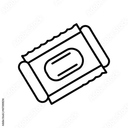 Clean outline icon of a wet wipes pack on a white background