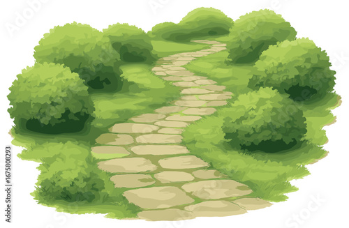 Nature flat icon set. featuring pathway, bushes, greenery, garden, foliage, landscape, outdoor, and environment symbols