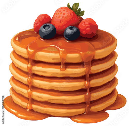 Breakfast food 3d icon set. featuring pancakes, omelet, bacon, coffee, croissant, toast, and yogurt