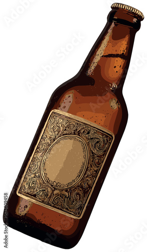 Beer bottle vector for oktoberfest and celebrations with blank label for branding