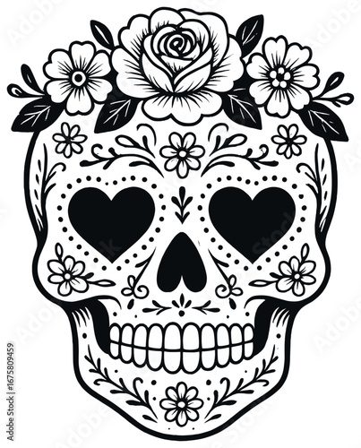 Day of the dead 3d icon set. featuring skull, rose, flowers, patterns, and decorations