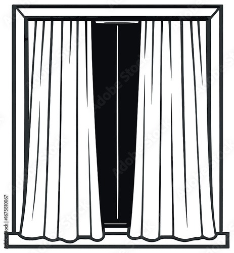 Home decor linear icon set. featuring curtains, window, drapes, blinds, shades, rods, panels, and valance symbols