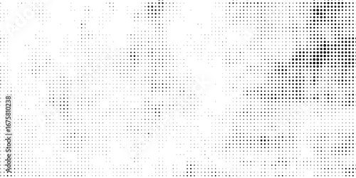 Grunge halftone gradient background. Faded grit noise texture. White and black sand wallpaper. Retro pixelated backdrop
