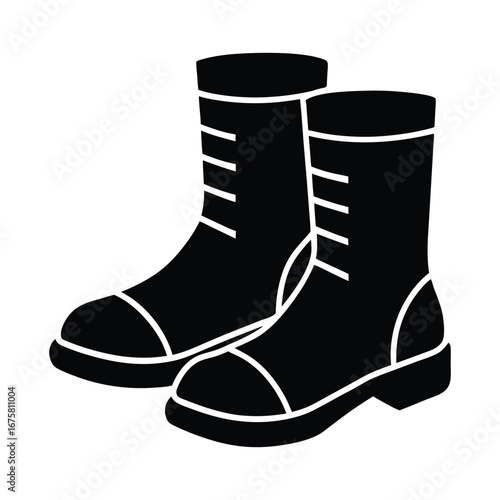 Set of black soldier boots