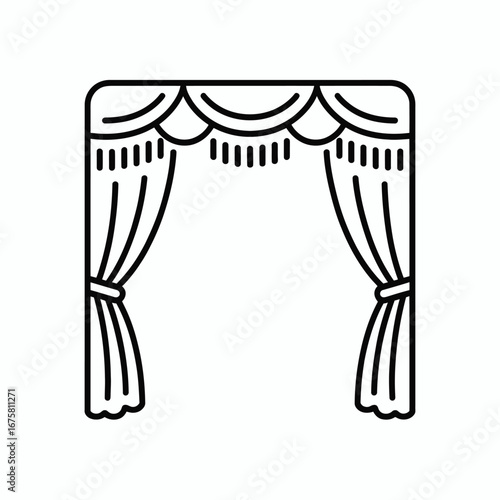 Elegant stage curtains with decorative valance and tiebacks