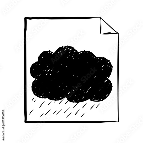 Dark Cloud Over Scribbled Nightmare Page Vector Outline Flat Glyph Minimal Editable Dream Horror Design Icon Set