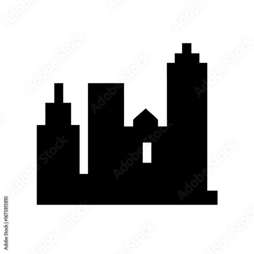 Lost City Skyline in Minimal Silhouette Vector Outline Flat Glyph Editable Ancient Ruins Design Icon Set