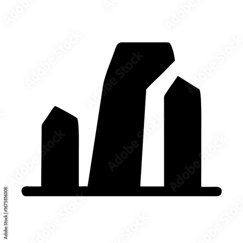 Monolithic Standing Stones with Shadows Overlay Vector Outline Flat Glyph Minimal Editable Ancient Monument Design Icon Set