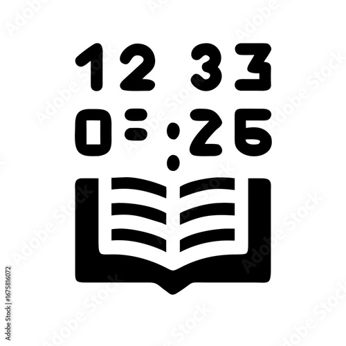 Numbers Floating Above Open Journal Page Vector Outline Flat Glyph Minimal Editable Education Design Icon Set