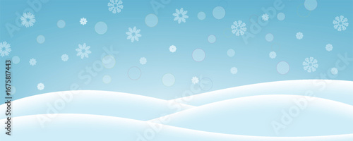 Winter play with snowdrifts and falling snow. Place for text. Vector illustration.
