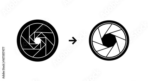 Illustration demonstrating the transition of a camera aperture adjustment for image clarity