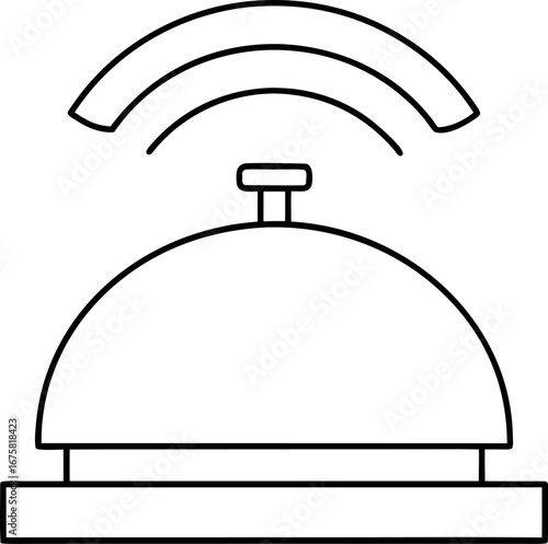 Hotel Service Bell Icon Outlined Illustration for Communication and Hospitality Depicting Assistance Notification and Room Service Request with Transparent Background