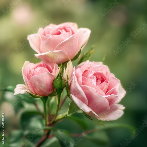 Wallpaper Mural Delicate Pink Roses in Bloom Surrounded by Soft Green Foliage Torontodigital.ca