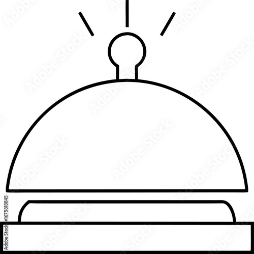 Restaurant service bell outline icon for hotel assistance alert communication and elegant dining experience with simple monochrome symbol vector illustration