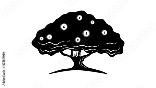Symbol of Profitability, black isolated silhouette