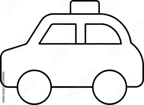 Simple outlined police car illustration perfect for coloring book pages and creative projects featuring law enforcement and vehicles in graphic design