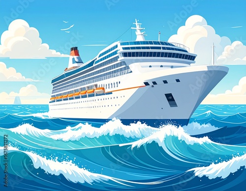 Travel & Transportation Illustrations Series—Cute boat cartoon vector drawing