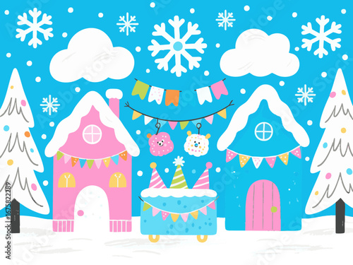 Retro and pop, simple Winter illustration set. Cute. Simple. Event. snow. season. cold