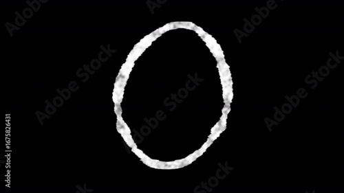 number 0 or zero, nought, nil circle pencil or white chalk roman numeral hand drawn or written handwriting sketchy style animation with transparent alpha background 4K
