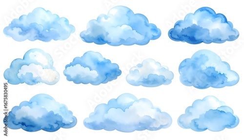 Watercolor clouds collection