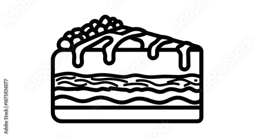 Delicious cake illustration with berry topping and creamy icing for dessert lovers
