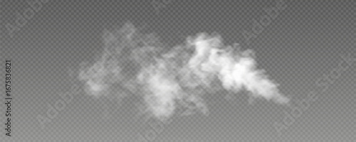 Fog or smoke, realistic white cloud, smoke from fire, smoke from work, steam, vector png.	
