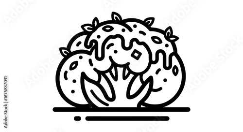 Minimalist line art illustration of a cauliflower for culinary concepts and designs