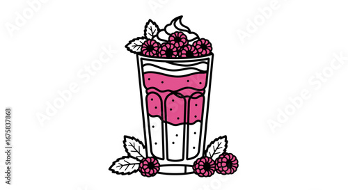 Vibrant raspberry smoothie drawing showcasing fresh ingredients and refreshing flavors