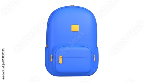 Vivid blue backpack with gold accents.