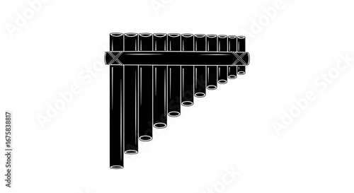 Black Silhouette of a Panpipe Musical Instrument.